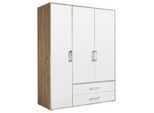 P & B Kleiderschrank, Weiß, Eiche Artisan, Holzwerkstoff, 4 Fächer, 2 Schublade(n) Schubladen, 155x195x60 cm, Schlafzimmer, Kleiderschränke, Drehtürenschränke