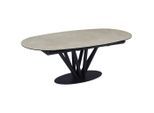 Belluti Esstisch, Taupe, Schwarz, Metall, Glas, Keramik, oval, Bodenplatte, rund, 110x76x210-260 cm, ausziehbar, Esszimmer, Tische, Esstische, Esstische oval