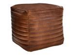 Landscape Hocker, Cognac, Leder, Echtleder, Ziegenleder, Lederoptik, quadratisch, 40x40x40 cm, erweiterbar (Typenauswahl), Wohnzimmer, Hocker, Sitzhocker
