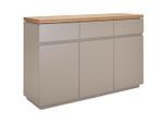 Mid.you Sideboard, Grau, Eiche, Holzwerkstoff, furniert, 3 Fächer, 130x85x40 cm, Wohnzimmer, Kommoden & Sideboards, Sideboards