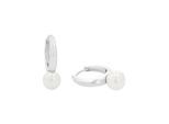 Paar Creolen AMOR "Schmuck Geschenk, Perle", silberfarben, weiß, Ohrringe, Damen, 6mm, Silber 925 (Sterlingsilber), mit Muschelkernperle