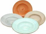 Pastateller CREATABLE "Essteller VINTAGE NATURE", bunt (terrakotta, steinfarben, aquablau, schlamm), Ø:27cm, Porzellan, Speiseteller, Teller Set für 4 Personen, Porzellan
