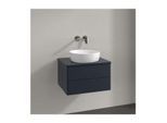 Villeroy und Boch Antao Waschtisch-Unterschrank L18010HG mit Beleuchtung, 2 Auszüge, 600 x 360 x 500 mm, Front ohne Struktur, Midnight Blue Matt Lacquer / Midnight Blue Matt Lacquer