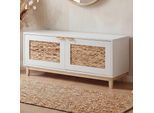 Sitzbank MCW-P54, Garderoben-Bank Schuhregal Schuhablage, MDF Melamin Wasserhyazinthefront 45x100x42cm ~ weiß