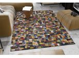 Lederteppich OCI DIE TEPPICHMARKE "Labelstar" Gr. 6, bunt, B:200cm H:10mm L:300cm, Leder, Teppiche, echtes Leder, UNIKAT, handgenäht, Patchwork aus Leder Jeanslabel