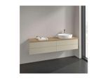 Villeroy und Boch Antao Waschtisch-Unterschrank L27051HJ mit Beleuchtung, 4 Auszüge, 1600 x 360 x 500 mm, Front ohne Struktur, Silk Grey Matt Lacquer / Honey Oak