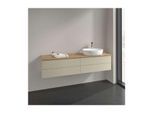 Villeroy und Boch Antao Waschtisch-Unterschrank L27111HJ mit Beleuchtung, 4 Auszüge, 1600 x 360 x 500 mm, Front mit Struktur, Silk Grey Matt Lacquer / Honey Oak