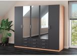 Kleiderschrank PRIESS "Amsterdam, viel Stauraum durch viele Schubkästen", schwarz (artisan eiche, schwarz), B:230cm H:193cm T:56cm, Holzwerkstoff, Schränke, Kleiderschrank, mit oder ohne LED-Beleuchtung