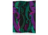 artgeist , Grün, Violett , Holz, Textil , Kiefer , massiv , Federn , 135x172x3 cm , Motiv auf Vorder- und Rückseite , Kleinmöbel, Paravents