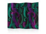 artgeist , Grün, Violett , Holz, Textil , Kiefer , massiv , Federn , 225x172x3 cm , Motiv auf Vorder- und Rückseite , Kleinmöbel, Paravents