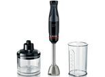 BOSCH Stabmixer "ErgoMaster Serie 4 MSM4B620, 4 Klingen, Zerkleinerer, Becher, schwarz", schwarz (piano schwarz), B:5,7cm H:35,5cm T:7,8cm, Mixer, Mixfuß Edelst., großer Bedienhebel, Keramikkupplung, Made in Europe, Stabmixer