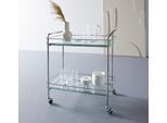 Rollwagen "Alimore", chromfarben, B:75cm H:80cm T:40cm, Glas, Metall, LEGER HOME BY LENA GERCKE, Rollwagen, Rollwagen, mit Glasablagen und Rollen, Modernes Design, Breite 75 cm, Höhe 80 cm