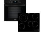 PRIVILEG Backofen-Set "BAKO Turn&Cook 455 BLACK", Energieeffizienz: A++, schwarz (schwarz glass, edelstahl), Herdsets, Hydrolyse & Pyrolyse - zwei Reinigungsfunktionen für jeden Bedarf, Backofen-Set
