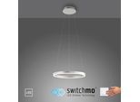 JUST LIGHT Pendelleuchte "RITUS", grau (aluminiumfarben), 1, Ø 3,9cm, 1 Stk., Leuchten, LED, dimmbar, Switchmo, Pendelleuchte