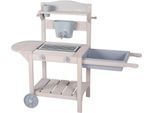 Outdoor-Spielküche ROBA "Mobile Matschküche BBQ, aus Holz", grau, Spielküchen, KinderB:114cm H:89cm T:37cm, Holz, Outdoor-Spielküche, B:114cm H:89cm T:37cm