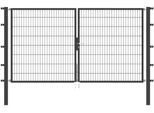 Zaundoppeltür ALBERTS "Flexo", grau (anthrazit), B:300cm H:160cm, Stahl, Tore, Zaundoppeltür, 300 cm Breite (150cm + 150cm), in versch. Höhen