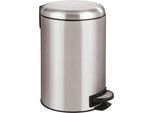 Mülleimer WENKO "Leman", silber (silberfarben), B:25cm H:38cm T:32cm, Edelstahl, Mülleimer, Mülleimer, 12 Liter Fassungsvermögen