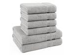 Handtuch Set HAMMETEX "6-teiliges Handtuch Set, 100% Baumwolle, Weich & Saugstark", grau (hellgrau), 6 Stk., Frottier, Frottier, Obermaterial: 100% Baumwolle, Handtuch-Sets, Handtuch Set, mit Bordüre, einfarbig, weich