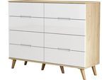 Kommode OTTO HOME "Lund", weiß, B:120cm H:95cm T:40cm, Sideboards, Kommode, mit glänzenden Fronten, Griffmulden, helles Holzdekor, Breite 120 cm