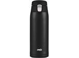 Thermobecher EMSA "Travel Mug", schwarz, H:19,6cm Ø:6,6cm, Edelstahl, Kunststoff, Trinkgefäße, Thermobecher, 0,4L, leicht, Edelstahl, Klappverschluss, 100% dicht, 8h heiß/16h kalt