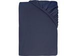 Spannbettlaken DYCKHOFF "Uni", navy, B:90cm L:200cm, Jersey, Obermaterial: 95% Baumwolle, 5% Elasthan, Bettlaken, Spannbettlaken, Angenehm weich, besonders flexibel, bis 25cm Matratzenhöhe