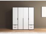 Drehtürenschrank RAUCH "Kleiderschrank Schrank Garderobe Wäscheschrank NAGATA viel Stauraum", grau (graumetallic, alpinweiß), B:187cm H:194cm T:53cm, Holzwerkstoff, Schränke, Drehtürenschrank, mit Schubladen sowie Stangengriffen TOPSELLER MADE IN GERMANY