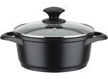 Kochtopf GSW "Gourmet Granit", schwarz (schwarz, graphit), H:9cm Ø:20cm, Töpfe, Kochtopf, mehrfache, langlebige VITAFLONGRANIT Antihaft-Versiegelung, Induktion