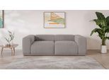 Big-Sofa S.OLIVER "EMMERIK Designersofa, 3-Sitzer mit Wellenfederung, B/T/H: 242/98/73 cm", grau (taupe), B:242,5cm H:73cm T:98cm, 100% Polyester, Sofas, Big-Sofa, hoher Sitzkomfort, gemütlich und modern, auch in Cord