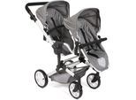 Puppen-Zwillingsbuggy CHIC2000 "Linus Duo", grau (jeans grau), Puppenwagen, KinderB:80cm H:79cm T:80cm, Kunststoff, Polyester, Stahl, Puppen-Zwillingsbuggy, mit zwei abnehmbaren, bis in Liegeposition verstellbaren Sportsitzen, B:80cm H:79cm T:80cm
