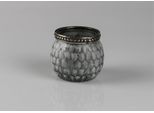 Teelichthalter AM DESIGN "aus Glas", silber (grau), B:6,5cm H:5,5cm, Glas, Kerzenhalter, Teelichthalter, 6er Set, BxH: 6,5x6,5 cm