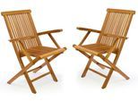 Gartenstuhl VCM "2er Gartenstuhl Hochlehner Klappstuhl Holz Teak", braun, Obermaterial: 100% Holz Wood., Stühle, Gartenstuhl
