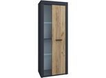 Kommode VCM "Schrank Vitrine Wohnzimmer Holz Glas Usilo", braun (anthrazit, honig, eiche), B:60cm T:35cm, Sideboards, Kommode