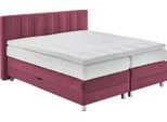 Boxspringbett, rot (bordeaux, rot), B:195cm L:210cm, Bezug: 100% Polyester;Polsterung: 100% Polyester, WESTFALIA SCHLAFKOMFORT, Komplettbetten, Boxspringbett, wahlweise mit Bettkasten und Topper