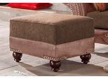 Hocker HOME AFFAIRE "King George", braun (braun, braun), B:59cm H:46cm, Korpus aus Luxus-Microfaser in Vintage-Optik (100% Polyester), Sitzfläche aus Chenille-Bezug (70% Polyacryl 30% Polyester), Kissen in Druckstoff (100% Polyester), Hocker, Hocker