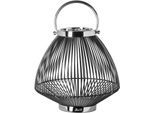 Kerzenlaterne FINK "FLIX", silber (schwarz, silberfarben), H:27cm Ø:29cm, Eisen, Kerzenhalter, Kerzenlaterne, Kerzenhalter aus Eisen, Höhe ca. 27 cm