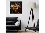 Leinwandbild QUEENCE "Blumenstrauß und Kerzen", bunt (farbe bild(er): bunt), B:60cm H:60cm T:1,5cm, Canvas, Holz, Bilder, Leinwandbild, Premium-Leinwandstoff, Handarbeit aus Deutschland