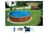 Rundpool MY POOL BWT "MAONI", braun (eichefarben), H:90cm Ø:360cm, Schwimmbecken, Rundpool, Aufstellpool in Holzoptik in verschiedenen Größen