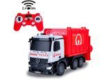 RC-LKW JAMARA "Müllwagen Mercedes-Benz Antos 2,4GHz", weiß, rot, Fernlenkfahrzeuge, KinderB:12cm H:16,5cm T:31,5cm, Kunststoff, RC-LKW, LED-Licht vorne; Maßstab 1:26, B:12cm H:16,5cm T:31,5cm
