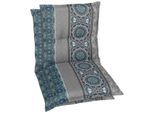 Sesselauflage GO-DE "Niederlehner", blau (blau, grau), B:100cm H:6cm T:50cm, Bezug: 65% Polyester, 35% Baumwolle, Polsterauflagen, Sesselauflage