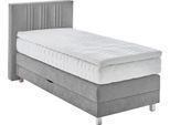 Boxspringbett, grau, B:105cm L:210cm, Bezug: 100% Polyester;Polsterung: 100% Polyester, WESTFALIA SCHLAFKOMFORT, Komplettbetten, Boxspringbett, wahlweise mit Bettkasten und Topper