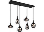 TRIO LEUCHTEN Pendelleuchte "Lumina", schwarz (schwarz matt), 6, H: 150cm, 1 Stk., Leuchten, Hängelampe 6-flammig Glasschirm, exkl 3xE14 max 40W höhenverstellbar, Pendelleuchte