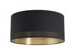 EGLO Deckenleuchte "ESTEPERRA Deckenlampe, Stahl und Textil, E27, IP20, Flurlampe, Lampe", schwarz (schwarz schwarz, gold), 1, Ø 47,5cm H: 24cm, 1 Stk., Leuchten, Wand-/Deckenleuchte, H24 x Ø47,5 cm, schwarz, 1X40W exkl., Deckenleuchte