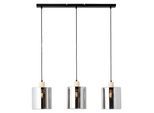 BRILLIANT Pendelleuchte "Weald", schwarz (schwarz, rauch, holz), 3, Leuchten, Höhe 120 cm, E27, kürzbar, Metall/Glas/Holz, schwarz/rauch/holz, Pendelleuchte