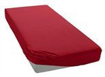 Spannbettlaken BELLANA "bellana exclusiv Topper aus 100% Mako-Baumwolle, 150 g/m²", rot (rubin), L:200cm, Mako-Jersey, Obermaterial: 100% Baumwolle, Bettlaken, Spannbettlaken, feinste Mako-Baumwolle, für Topper bis 10cm Höhe, bügelfrei