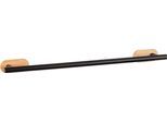Handtuchstange WENKO "Turbo-Loc Orea", schwarz (schwarz, natur), B:60cm H:4,5cm T:7,5cm, Bambus, Edelstahl, Handtuchhalter, Handtuchstange, befestigen ohne Bohren