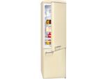 EXQUISIT Kühl-/Gefrierkombination "RKGC250-70-H-160E", Energieeffizienz: E, beige (magnolienweiß), Rechtsanschlag, Kühlschränke, 244 L Volumen, 4 Sterne Gefrieren, Kühl-/Gefrierkombination