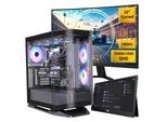 COUGAR Gaming-PC-Komplettsystem "FV270 BK SET2661 Intel Core Ultra 5 245KF RTX 5070 32GB DDR5 1TB SSD", Energieeffizienz: F, bunt (schwarz), Microsoft Windows 11 Home (64 Bit), 32 GB RAM 1.000 GB SSD, Computer_Komplettsysteme, Windows 11, DDR5 RAM + AOC 32" Curved Gaming-Monitor + AOC 16" Monitor, Gaming-PC-Komplettsystem