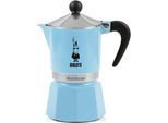 Espressokocher BIALETTI "Rainbow", blau (aluminiumfarben, hellblau), 0,27 l, 6, Kaffeemaschinen, Espressokocher, Aluminium