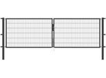 Zaundoppeltür ALBERTS "Flexo", grau (anthrazit), B:400cm H:120cm, Stahl, Tore, Zaundoppeltür, 400 cm Breite, in versch. Höhen