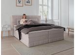 Boxbett OTTO HOME "PHILLIPA inkl. Bettkasten, wahlweise mit LED-Leuchten, Breite: 180cm", hellgrau, B:195cm L:210cm, Holz teilmassiv, Holzwerkstoff, Spanplatte, Komplettbetten, Boxbett, inkl. Kaltschaum-Topper, in verschiedenen Farben erhältlich
